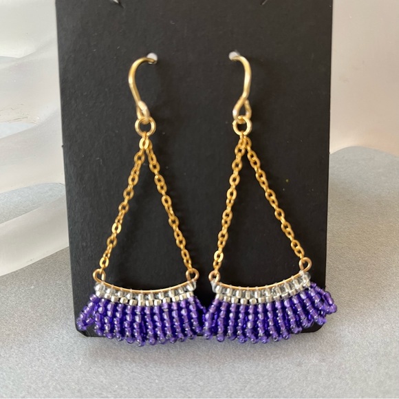 Handmade Purple Dangle Earrings - Picture 4 of 4